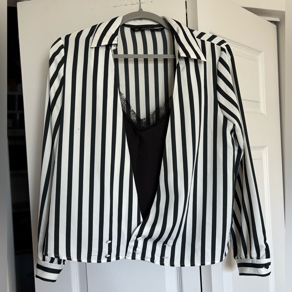 Zara Monochrome Striped Top